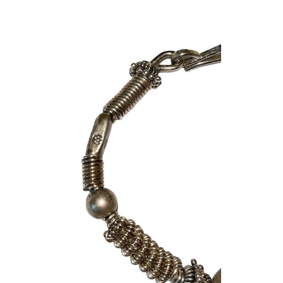 Silver Spring Coil Primitive 925 Spacer Bead Bracelet 23g S Hook Clasp - Picture 2 of 7